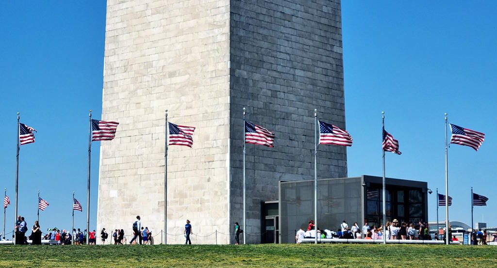 Washington Monument Base 50 flags
