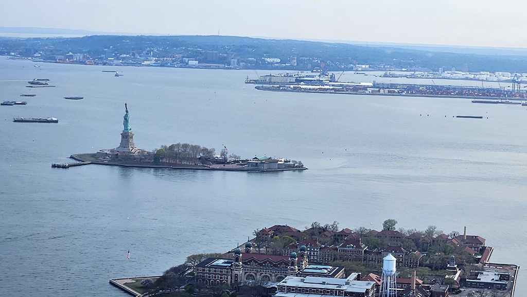 How far is Ellis island from statue of Liberty